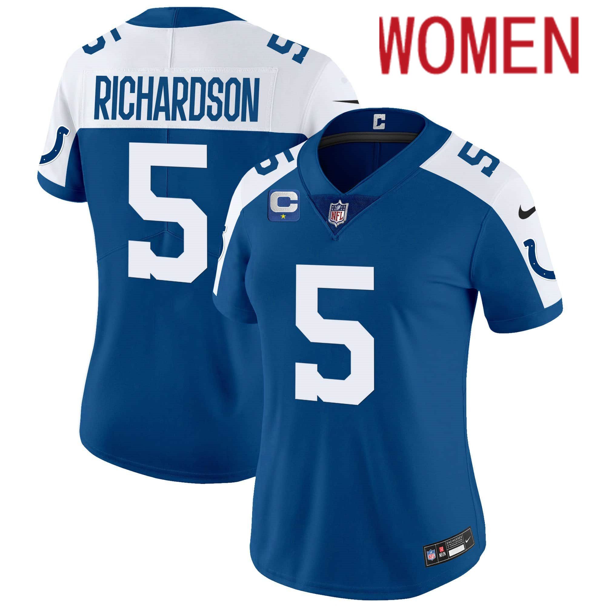 Women Indianapolis Colts 5 Richardson Blue 2024 Nike Vapor Limited NFL Jersey
